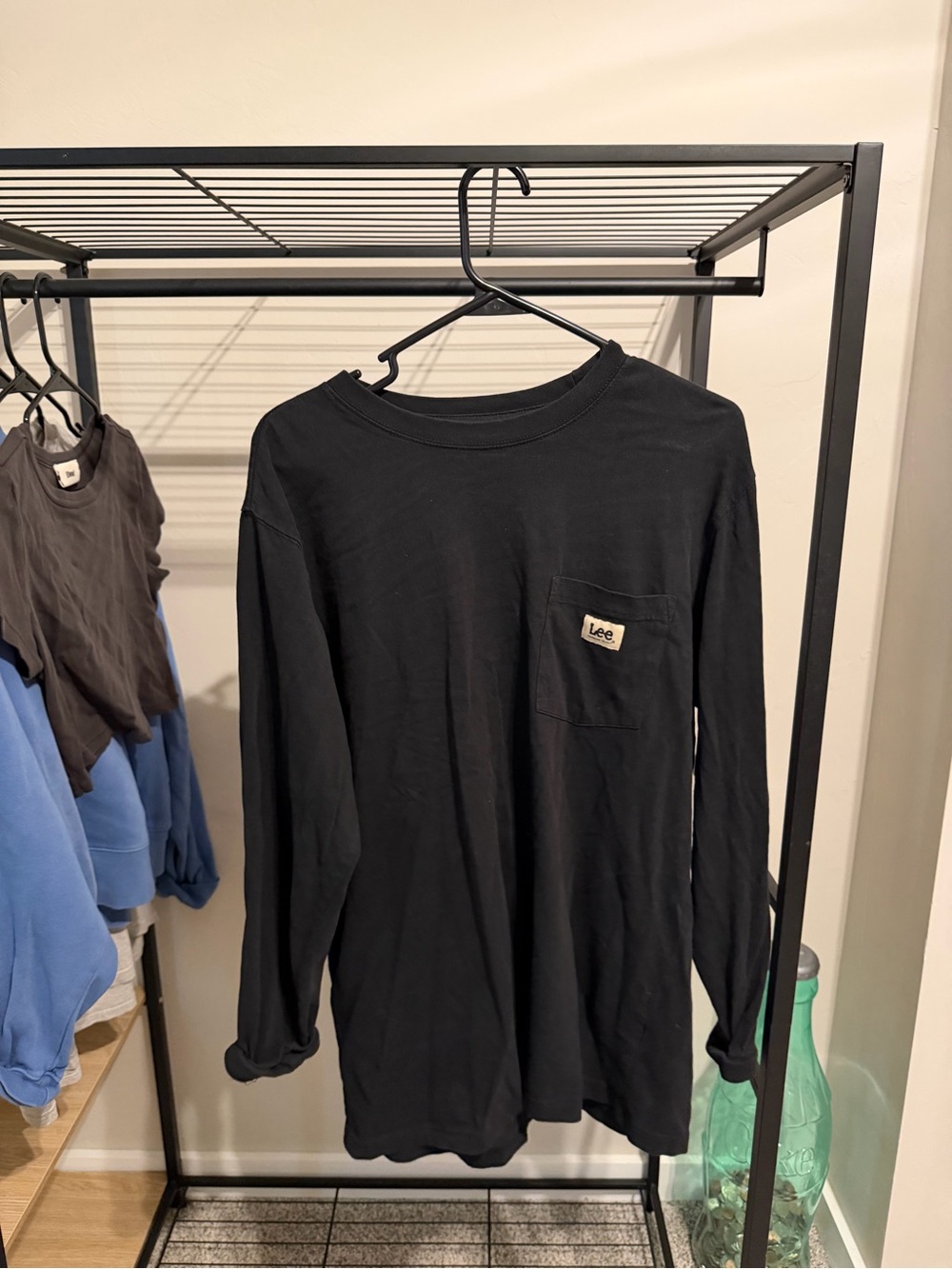 Lee Black Long Sleeve Pocket Tee with Logo Patch